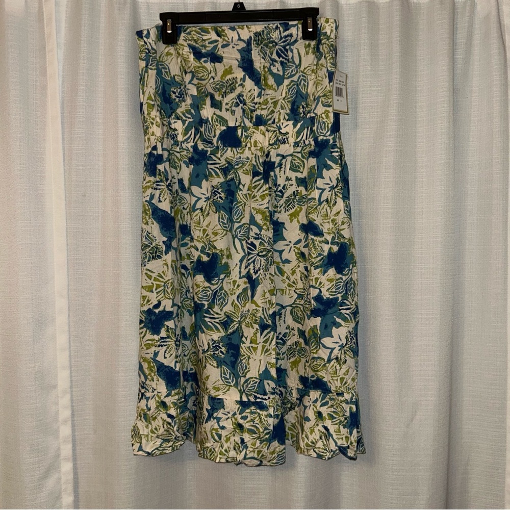Jonathan Martin Strapless Dress in Blue and Green Floral